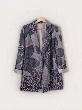 Zetta Otto Studio Blazer Womens M Metallic Shimmer Maximalist Lined Boho Floral